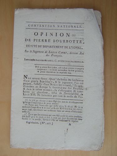 Opinion de Pierre Bourbotte, Député du Département de l'Yonne, sur …