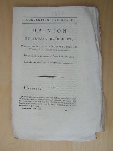 Opinion et Projet de décret, proposée par le Citoyen Fourmy, …