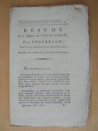 Résumé sur l'affaire de Louis Capet, par Engerrand, Député du …