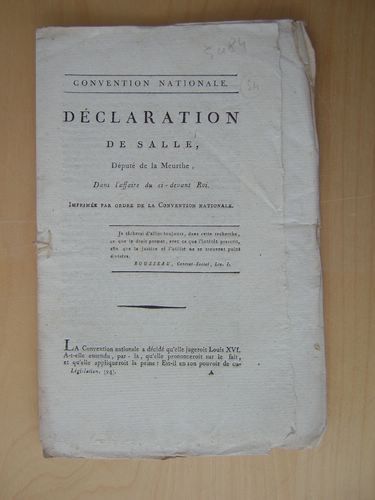 Déclaration de Salle, Député de la Meurthe, dans l'affaire du …