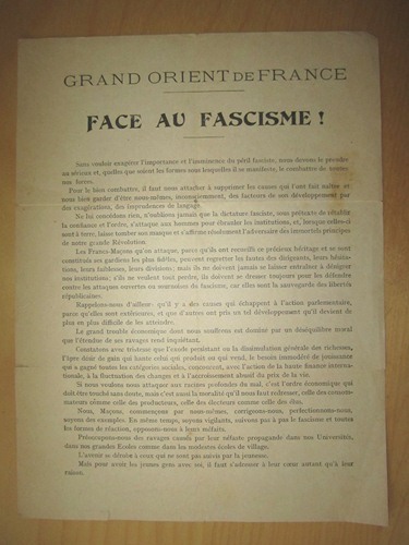 Grand Orient de France. Face au Fascisme !