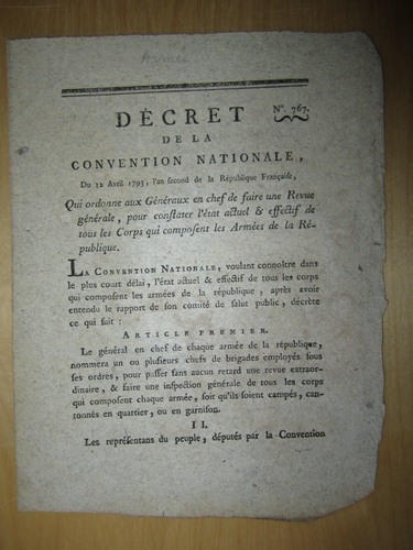 Décret de la Convention Nationale du 22 avril 1793, l'an …