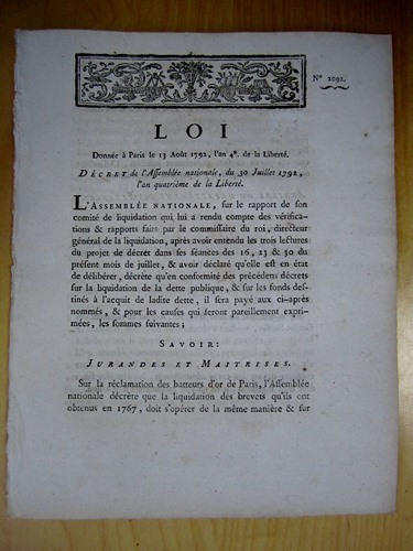 Loi donnée à Paris le 13 août 1792, l'an 4e …