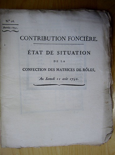 Contribution Foncière. Etat de Situation de la confection des Matrices …