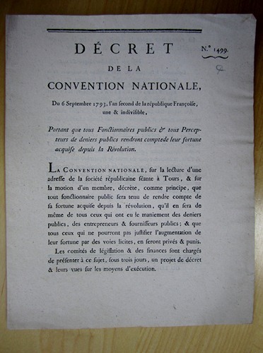 Décret de la Convention Nationale, du 6 Septembre 1793, l'an …