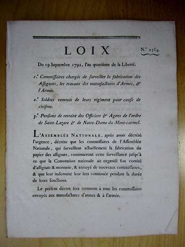 Loix du 19 septembre 1792, l'an quatrième de la Liberté. …