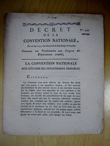 Décret de la Convention Nationale du 26 mai 1793, l'an …