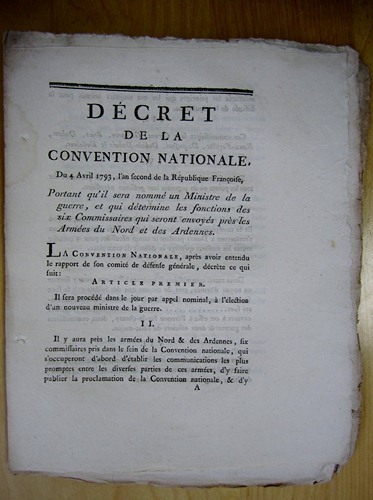 Décret de la Convention Nationale du 4 Avril 1793, Portant …