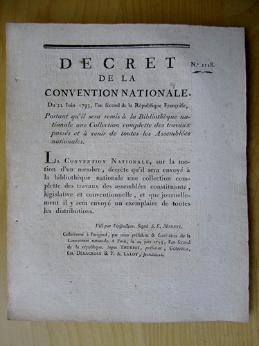 Décret de la Convention Nationale, du 22 juin 1793, Portant …