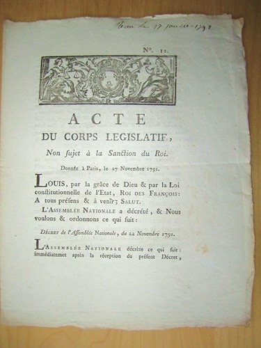 Acte du Corps Législatif, non sujet à la Sanction du …