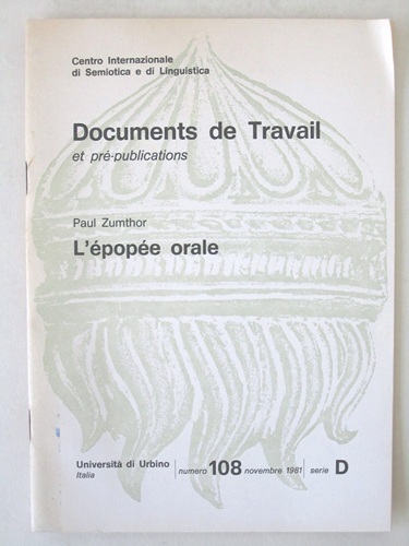 L'épopée orale.