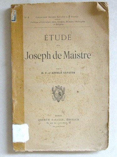Etude sur Joseph de Maistre.