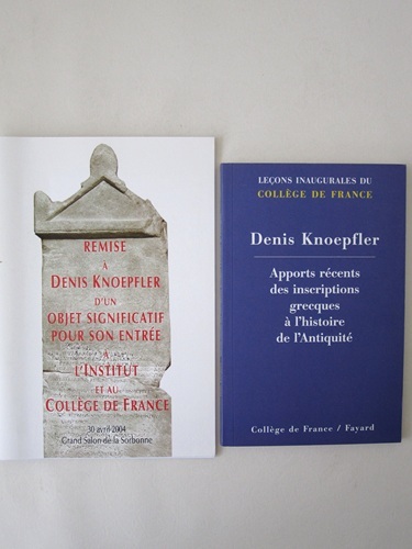 Remise à Denis Knoepfler d'un objet significatif pour son entrée …