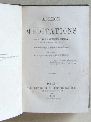 Abrégé des Méditations du P. Fabius Ambroise Spinola.