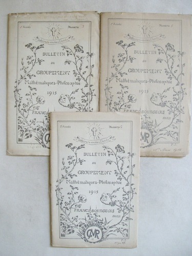 Bulletin du Groupement Mathématiques - Philosophie 1915. Francs-Bourgeois Paris [Lot …