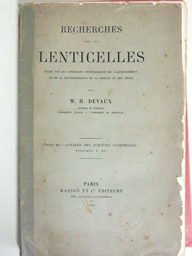 Recherches sur les Lenticelles. Etude sur les conditions physiologiques de …