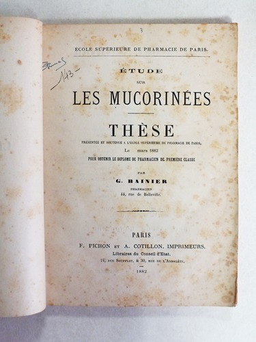 Etude sur les Mucorinées. Thèse présentée et soutenue à l'Ecole …