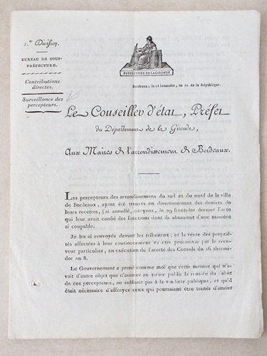 Le Conseiller d'Etat, Préfet du Département de la Gironde, aux …