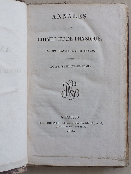 Annales de Chimie et de Physique. 1826 - Volume 1 …