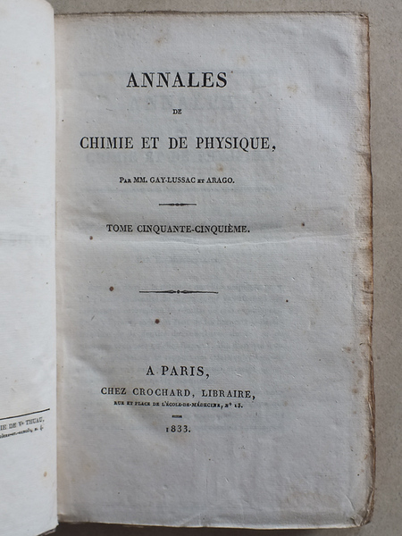 Annales de Chimie et de Physique. 1834 - Volume 1 …