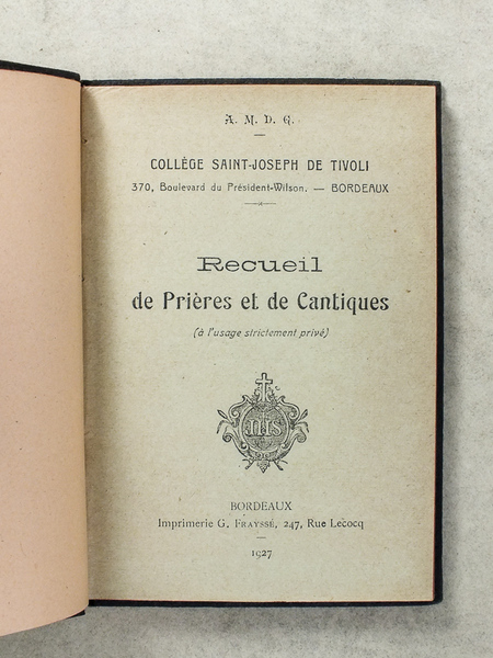 Recueil de Prières et de Cantiques ( à l'usage strictement …