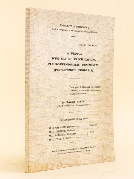 A propos d'un cas de calcification pleuro-pulmonaire disséminées (pentastomose probable). …