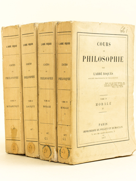 Cours de Philosophie (4 Tomes - Complet) Tome I : …