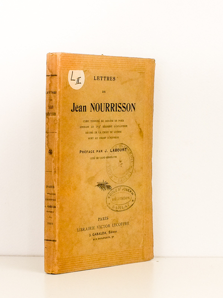 Lettres de Jean Nourrisson , Clerc tonsuré du Diocèse de …