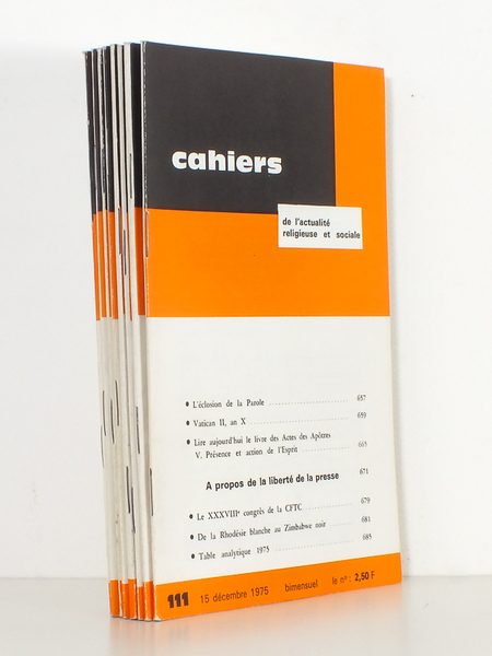 Cahiers de l'Actualité Religieuse et Sociale ( 2e semestre 1975 …