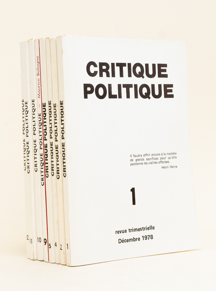 Critique Politique. Revue Trimestrielle [ Lot de 8 numéros ] …