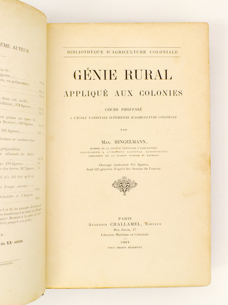 Génie rural, appliqué aux colonies - Cours professé à l'Ecole …
