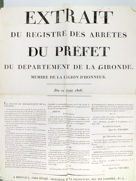 Extrait du Registre des Arrêtés du Préfet du Département de …