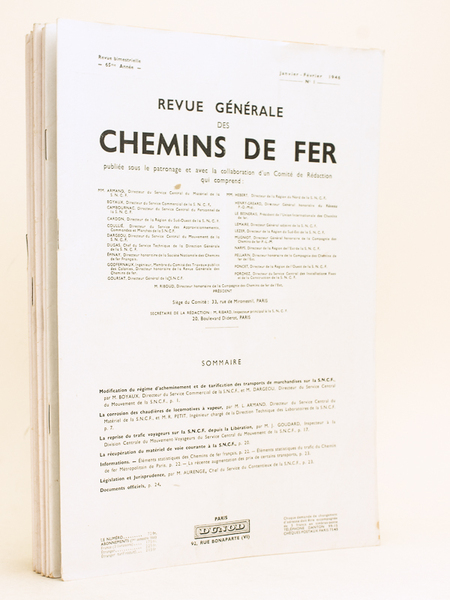 Revue Générale des Chemins de Fer. (Année 1946 - Soixante-Cinquième …
