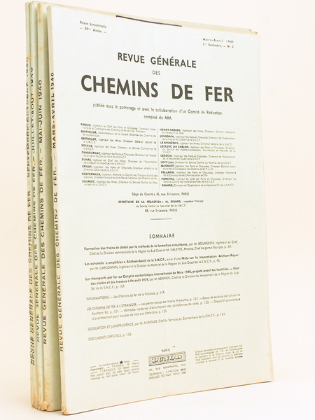 Revue Générale des Chemins de Fer. (Année 1940 - 59e …