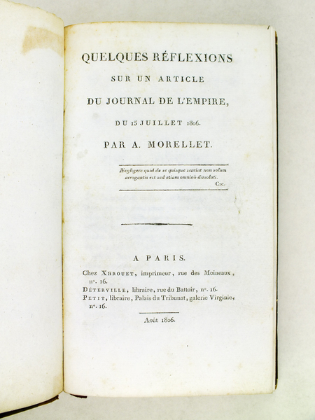 Quelques Réflexions sur un article du Journal de l'Empire; du …