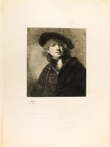 Autoportrait au béret et gorget [ Gravure dédicacé par le …