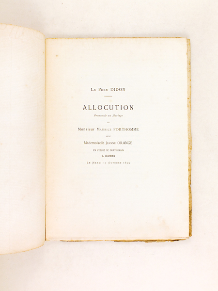 Allocution prononcée au Mariage de Monsieur Maurice Forthomme avec Mademoiselle …