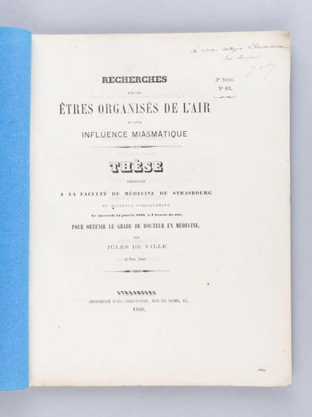 Recherches sur les Etres inorganisés de l'Air et leur influence …