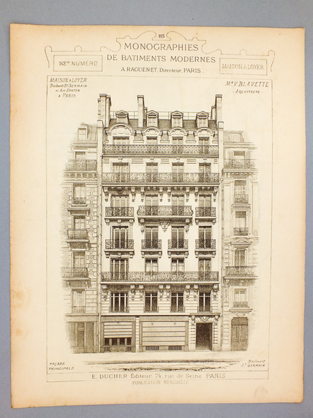 Monographies de Bâtiments Modernes - Maison à loyer, Boulevard St …