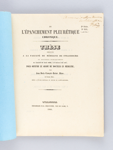 De l'Epanchement pleurétique chronique. Thèse présentée à la Faculté de …