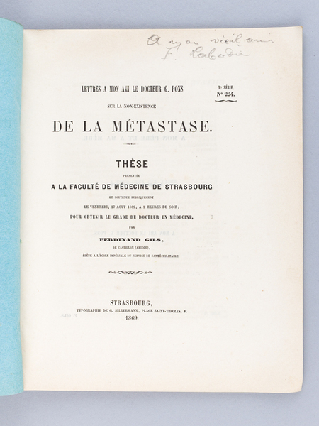 Lettres à mon ami à mon le docteur G. Pons …