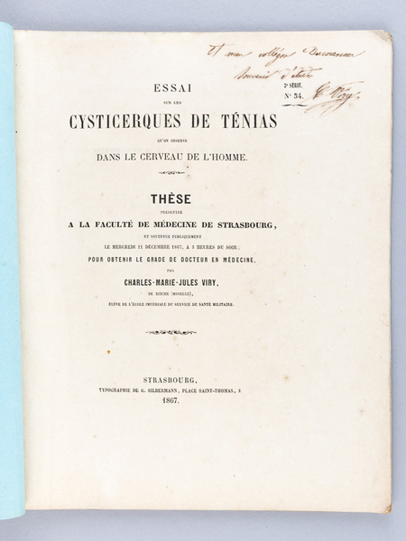 Essai sur les Cysticerques de Ténias qu'on observe dans le …