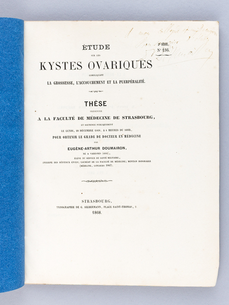 Etude sur les kystes ovariques compliquant la grossesse, l'accouchement et …