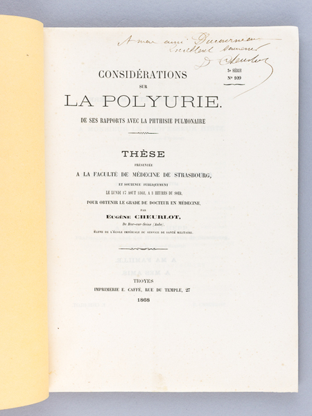 Considérations sur la Polyurie de ses Rapports avec la Phthisie …