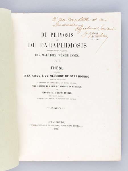 Du Phimosis et du Paraphimosis comme complication des Maladies vénériennes. …