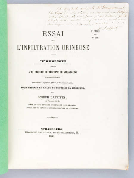 Essai sur l'Infiltration urineuse. Thèse présentée à la Faculté de …