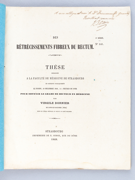 Des rétrécissements fibreux du rectum. Thèse présentée à la Faculté …