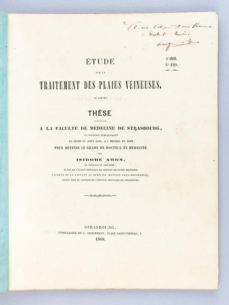 Etude sur le Traitement des Plaies veineuses. Thèse présentée à …