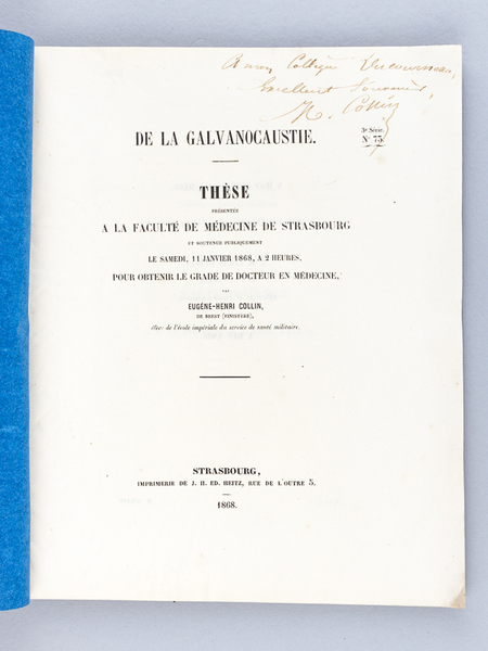 De la Galvanocaustie. Thèse présentée à la Faculté de Médecine …