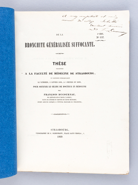 De la Bronchite généralisée suffocante. Thèse présentée à la Faculté …